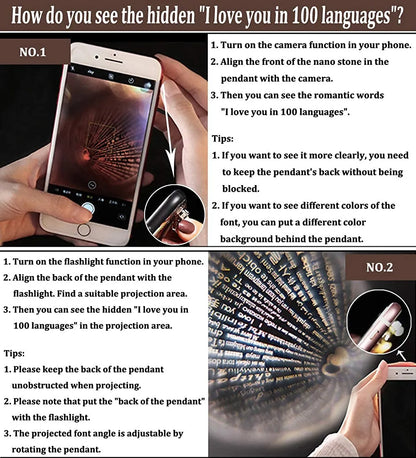 I love You heart Necklace 100 Languages